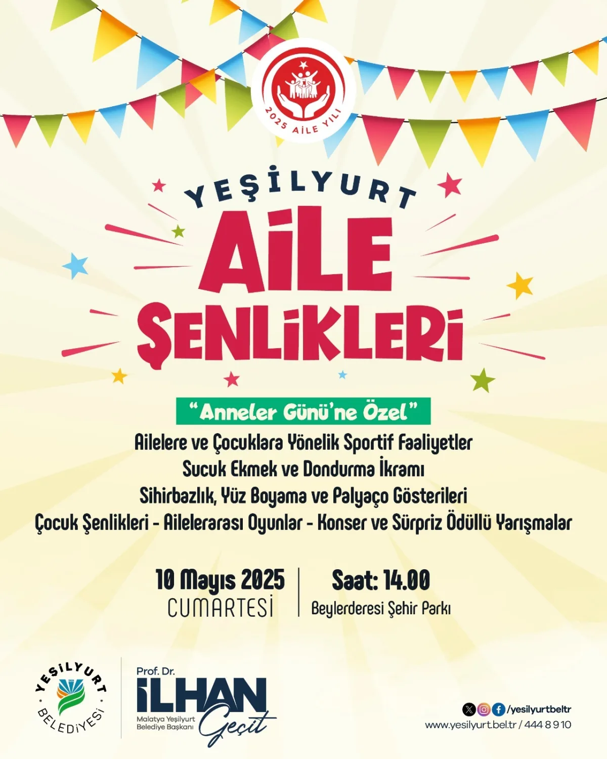 YEŞİLYURT AİLE ŞENLİKLERİ 10 MAYIS’TA BEYLERDERESİ ŞEHİR PARKINDA!