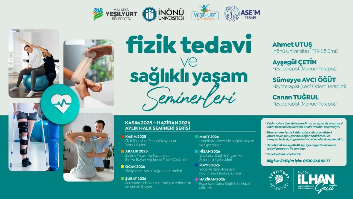 YEŞİLYURT’TA ‘FİZİK TEDAVİ VE SAĞLIKLI YAŞAM SEMİNERLERİ’ 1 KASIM’DA BAŞLIYOR!