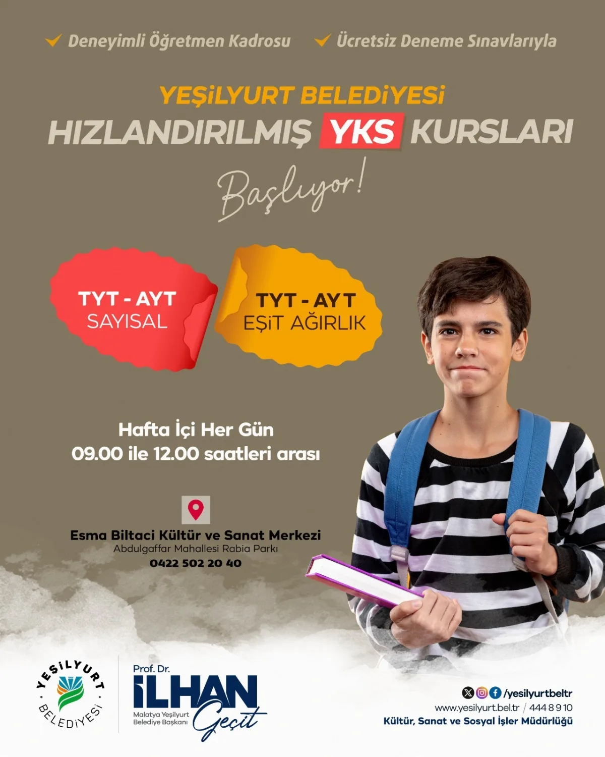 YKS’ye Son Düzlükte Yeşilyurt Belediyesi’nden Öğrencilere Eğitim Desteği