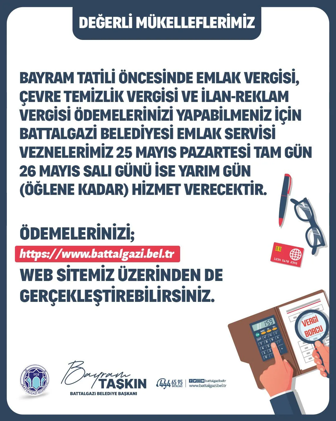 Battalgazi Belediyesi Bayram Öncesi Vezne Hizmetlerini Yeniden Planladı.