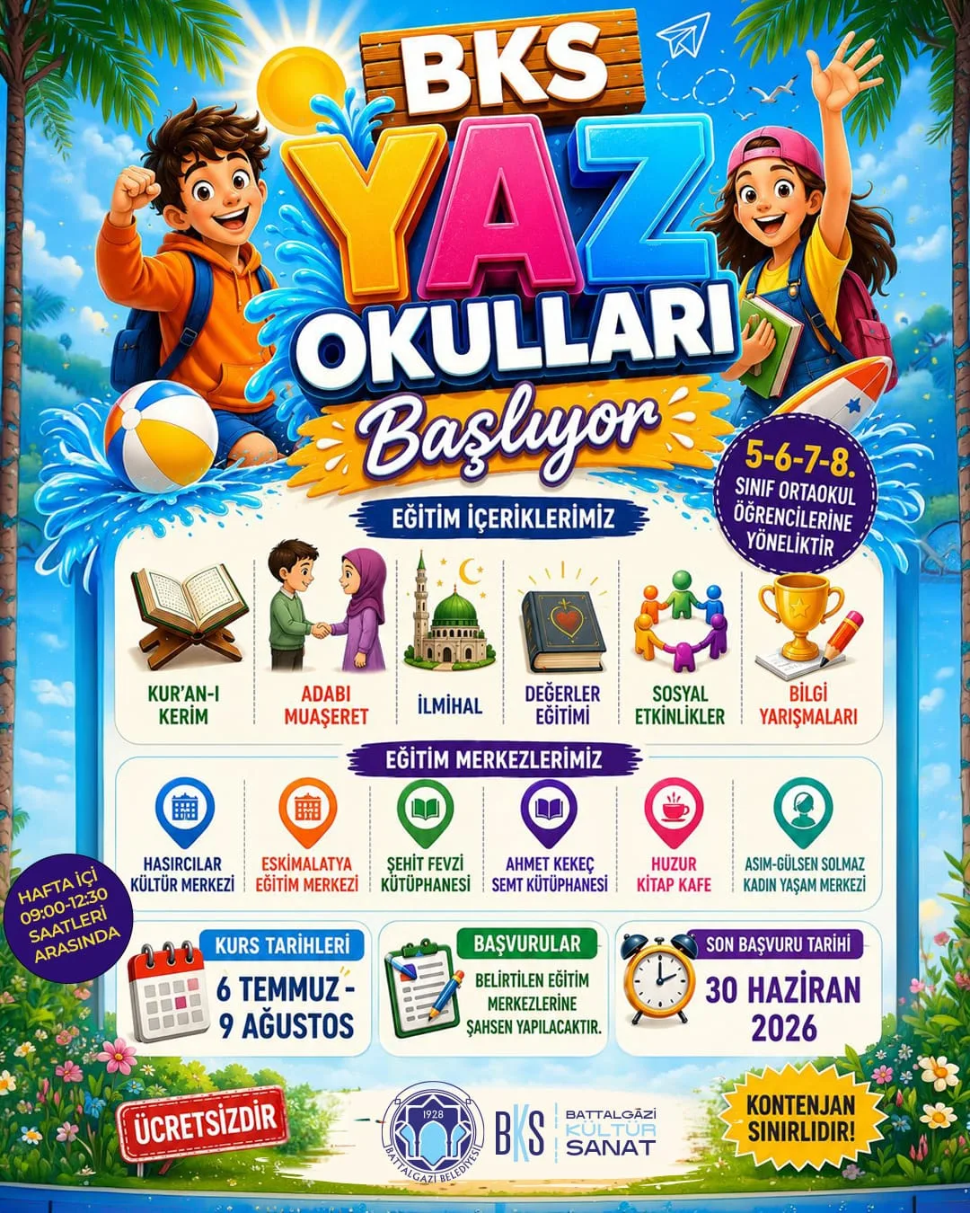 Battalgazi Belediyesi Yaz Okuluyla Gençleri Geleceğe Hazırlıyor.