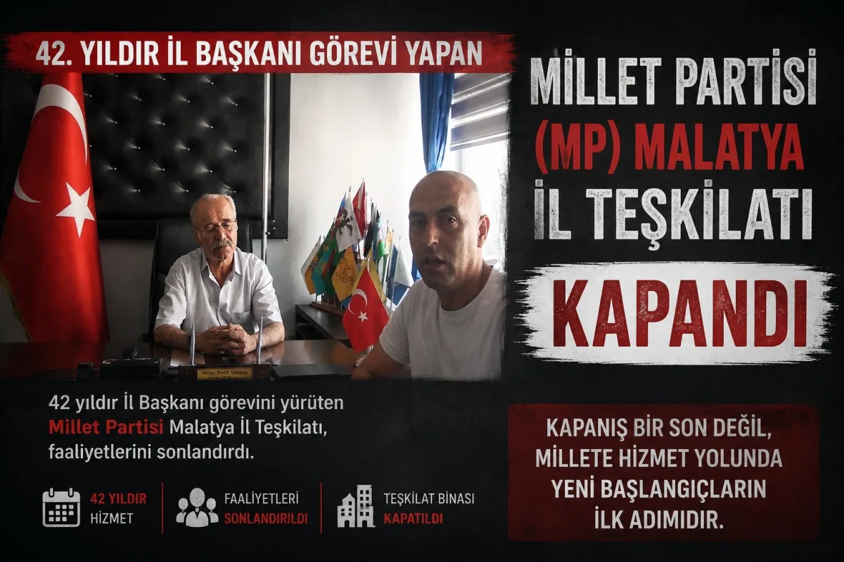 Malatya’da Siyasi Bir Dönem Sona Erdi: Millet Partisi Teşkilatı Kapatıldı.