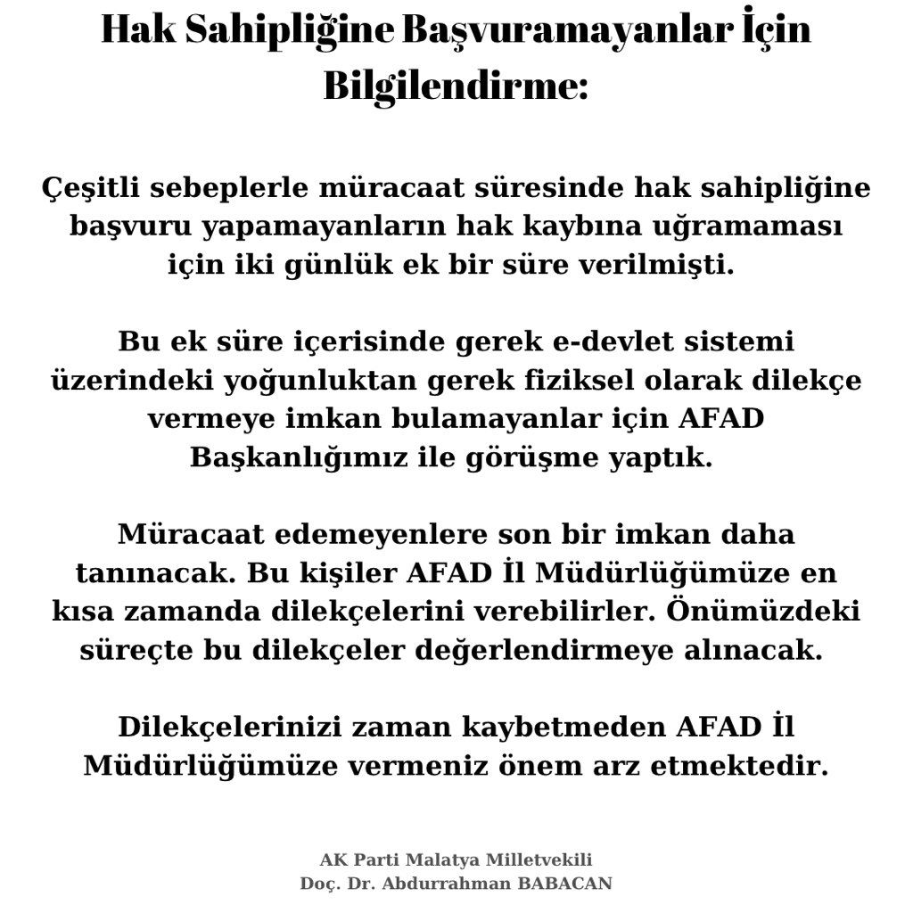 AK PARTİ MALATYA MİLLETVEKİLİ SAYIN ABDURRAHMAN BABACAN