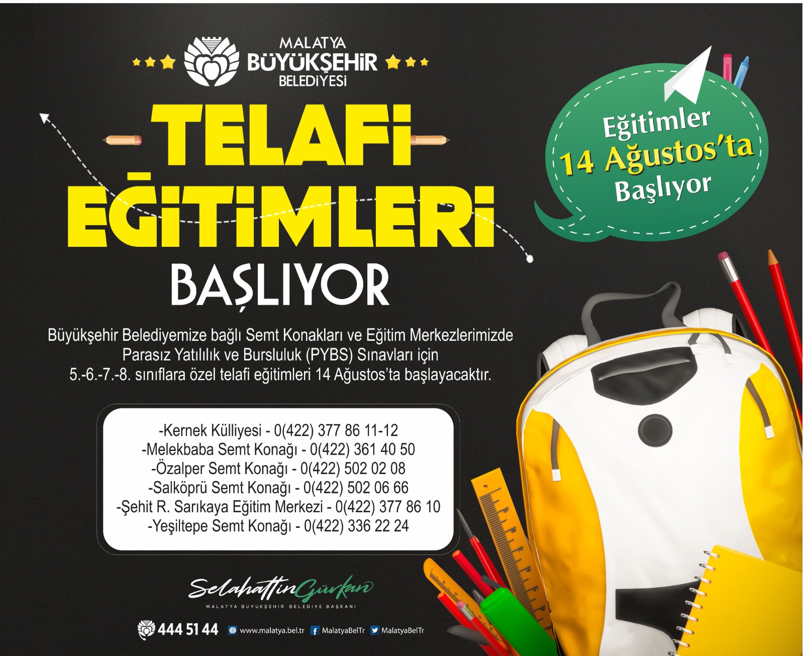 BÜYÜKŞEHİR BELEDİYESİN’DEN ÖĞRENCİLERE TELAFİ EĞİTİMİ