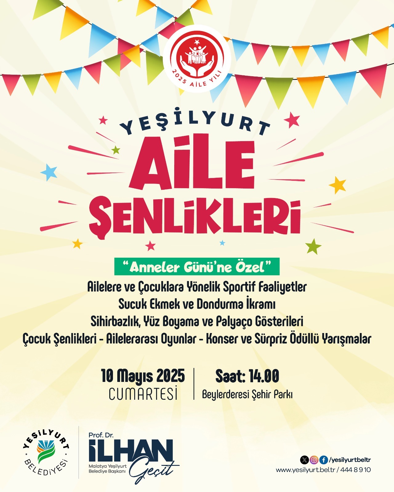 YEŞİLYURT AİLE ŞENLİKLERİ 10 MAYIS’TA BEYLERDERESİ ŞEHİR PARKINDA!