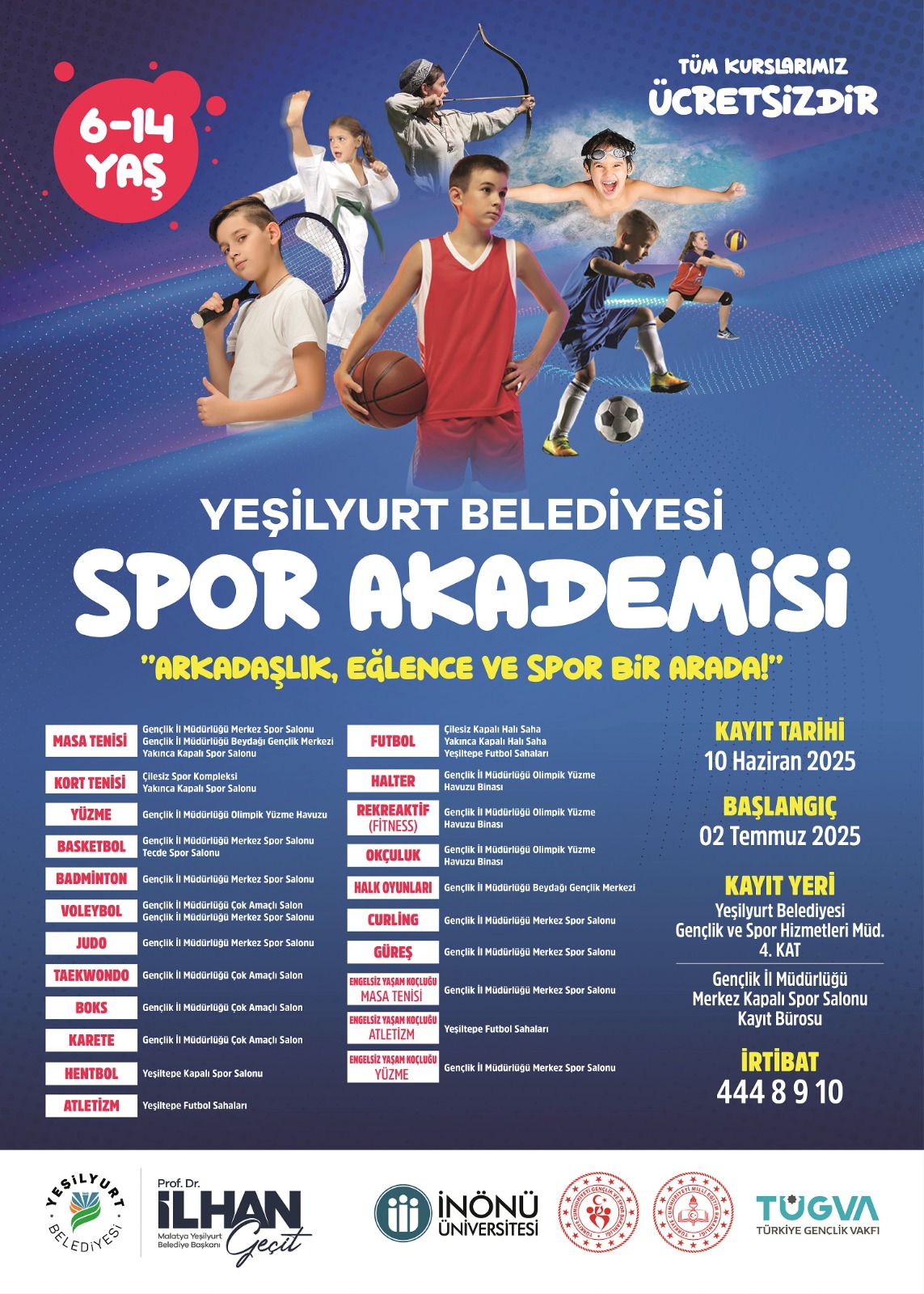 Yeşilyurt Belediyesinin ‘Ücretsiz’ Spor Akademisi Kayıtları 10 Haziran’da Başlıyor!
