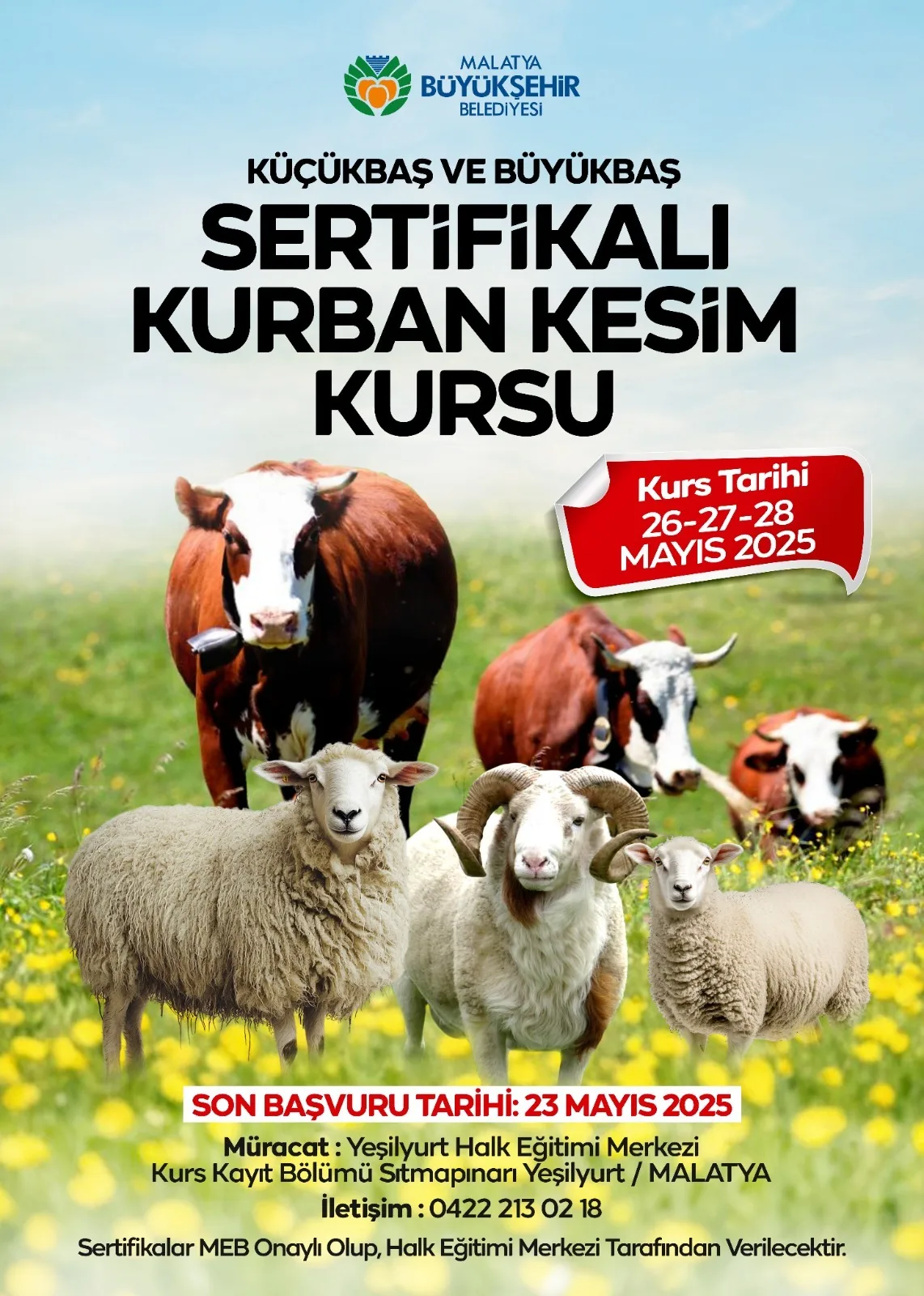 MALATYA BÜYÜKŞEHİR BELEDİYESİ KÜÇÜKBAŞ VE BÜYÜKBAŞ KURBAN KESİM KURSU AÇIYOR