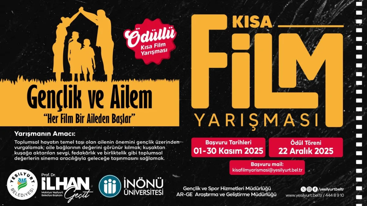 YEŞİLYURT BELEDİYESİ “KISA FİLM YARIŞMASI” BAŞVURULARI 1 KASIM’DA BAŞLIYOR!