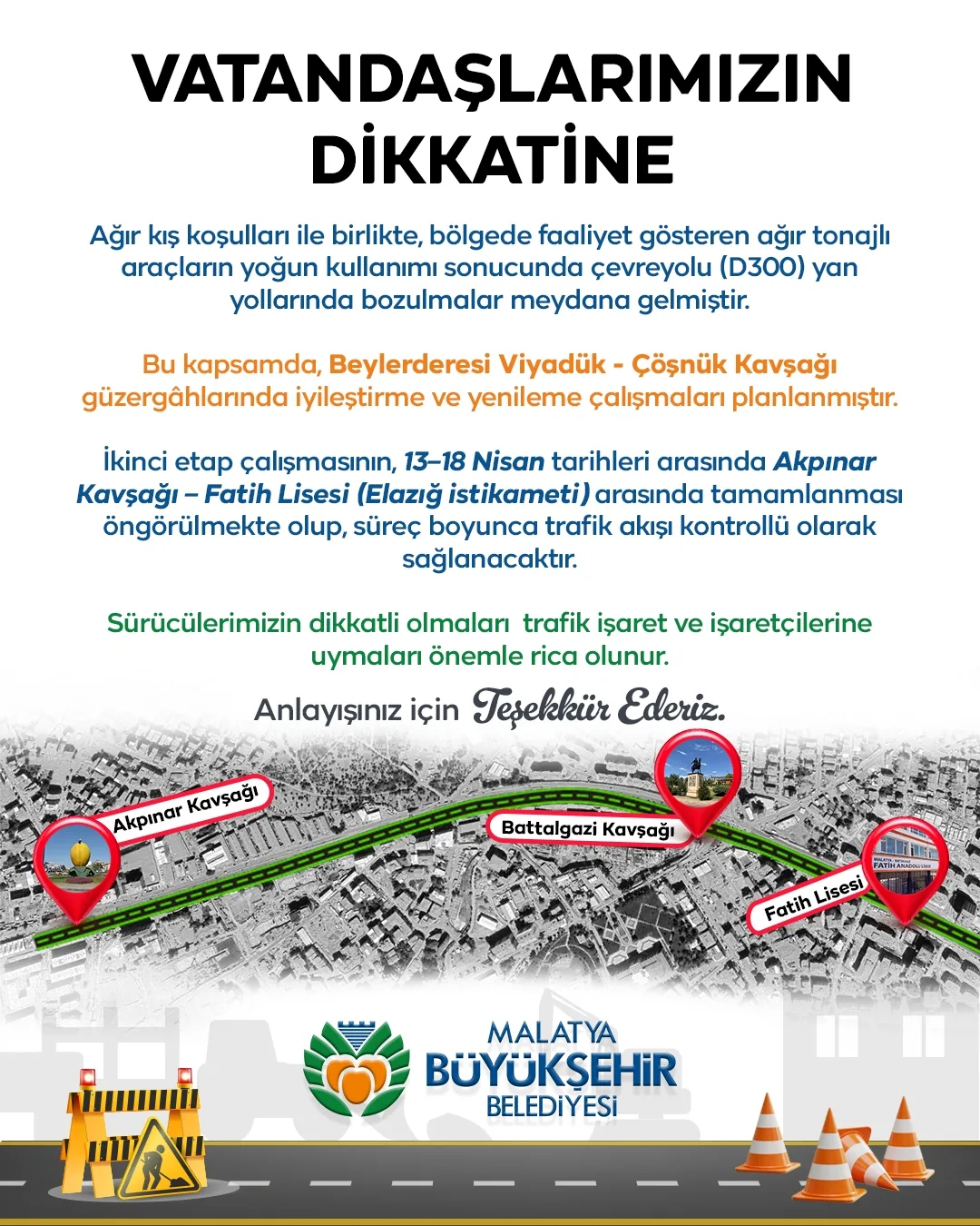 Beylerderesi Viyadüğü–Çöşnük Kavşağı Hattında İkinci Etap Başlıyor