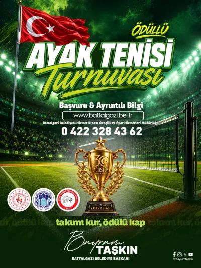 Battalgazi’de Spor ve Rekabet Ayak Tenisi Turnuvasında Buluşuyor.